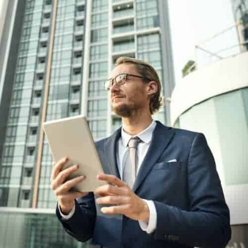 Businessman Working Connecting Tablet Concept